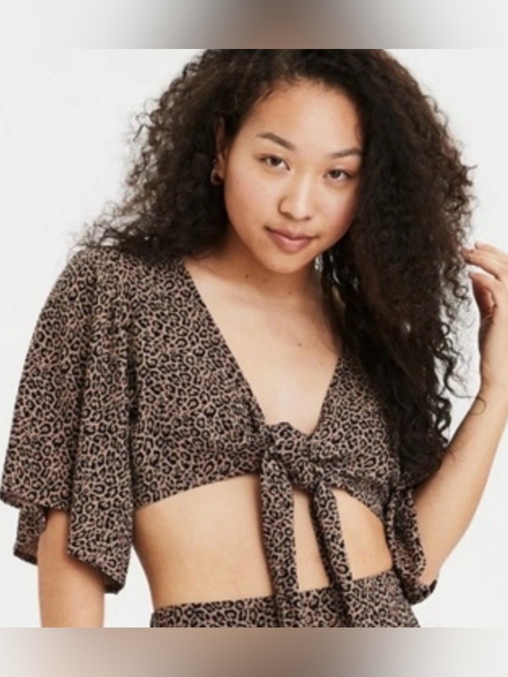 American Eagle Outfitters Tan and Brown Leopard Print Crop Top Size Small - Picture 9 of 9